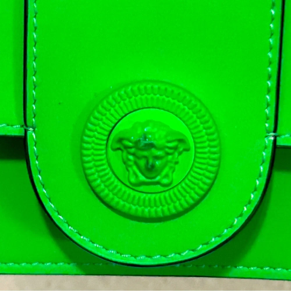 SOLD❤️ VERSACE Medusa Mini Bag Neon Lime Green Leather RFID + COA - Picture 16 of 16
